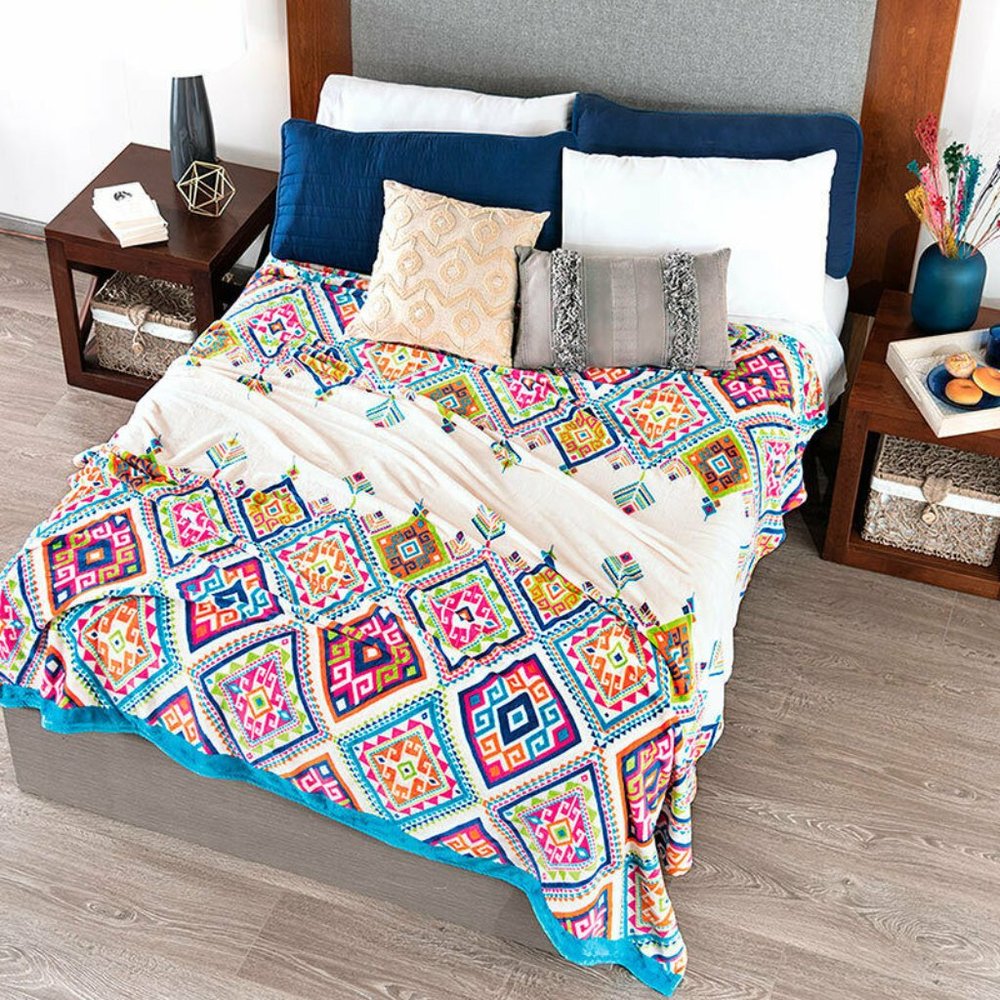 Vianney Multicolor Bohemian Print Throw Blanket